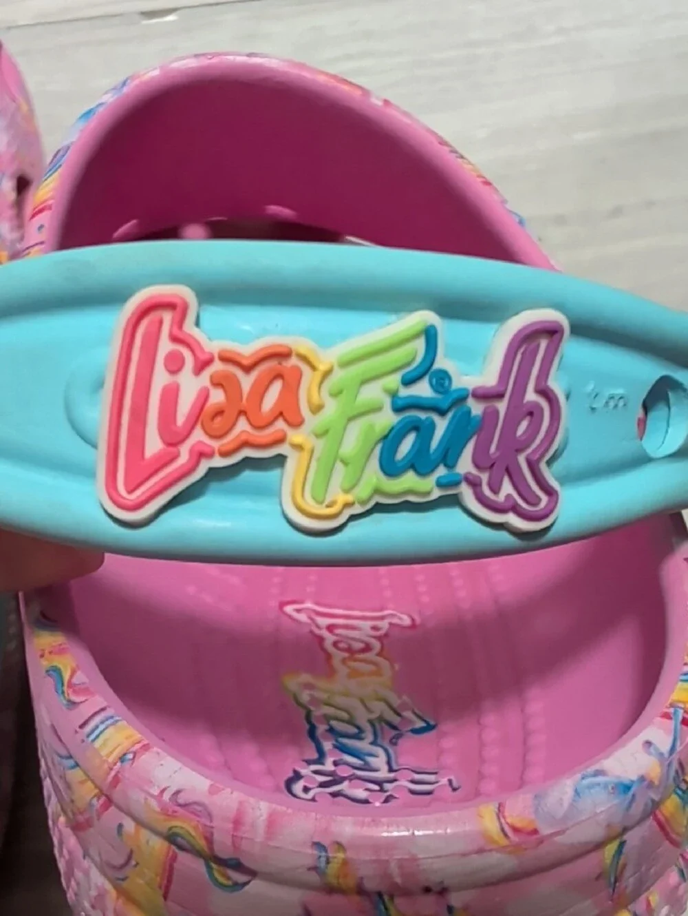 Kids Pink Slip-On Croc - Lisa Frank Print